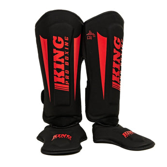 Protège tibia-pied KING PRO noir/rouge "REVO 8"